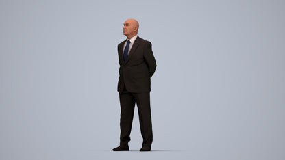 3D people model senior man business mix, scanned human for 3ds Max rendering, top-down view render