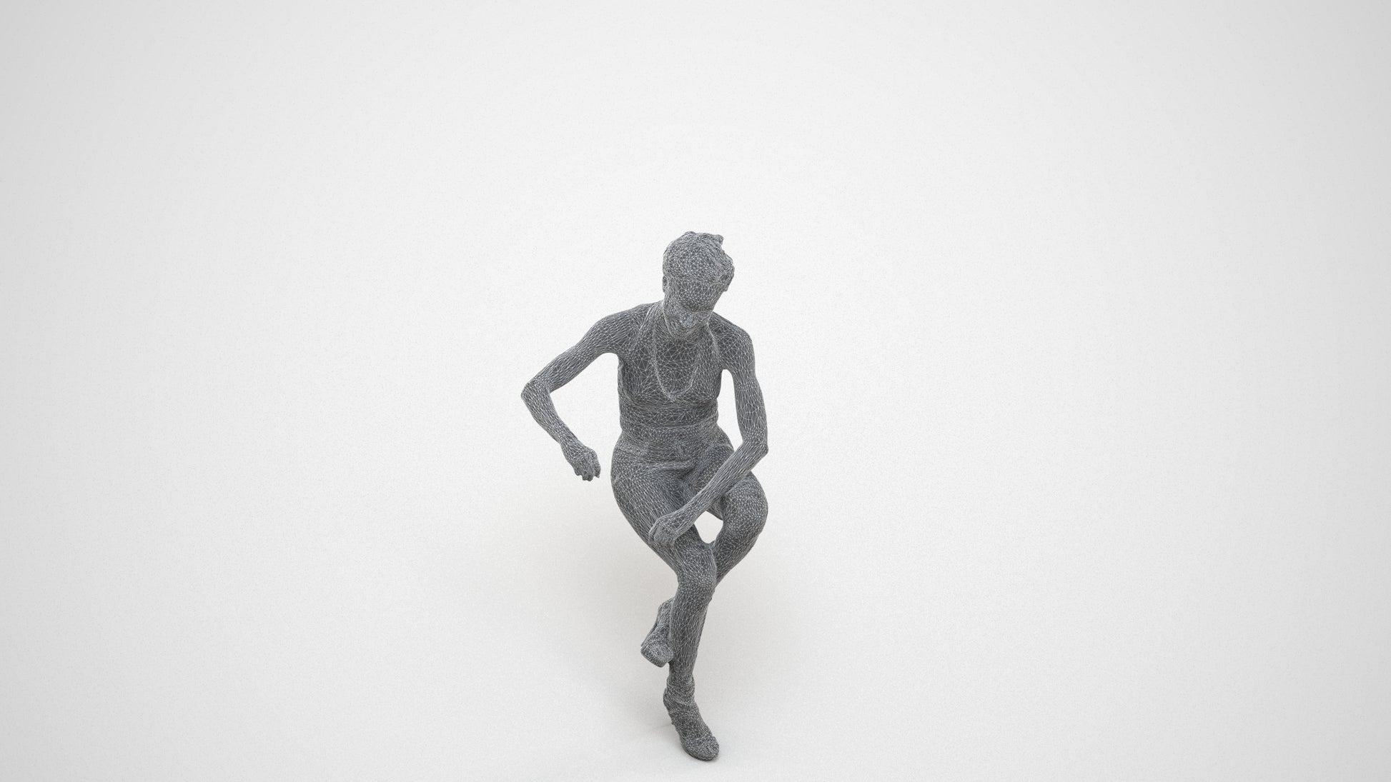 3D people model woman casual sitting, scanned human for 3ds Max rendering, wireframe three-quarter view