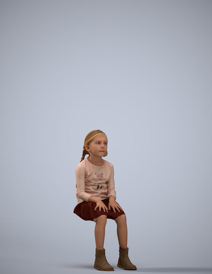 realistic 3D human girl casual kids, archviz people FBX OBJ for Blender