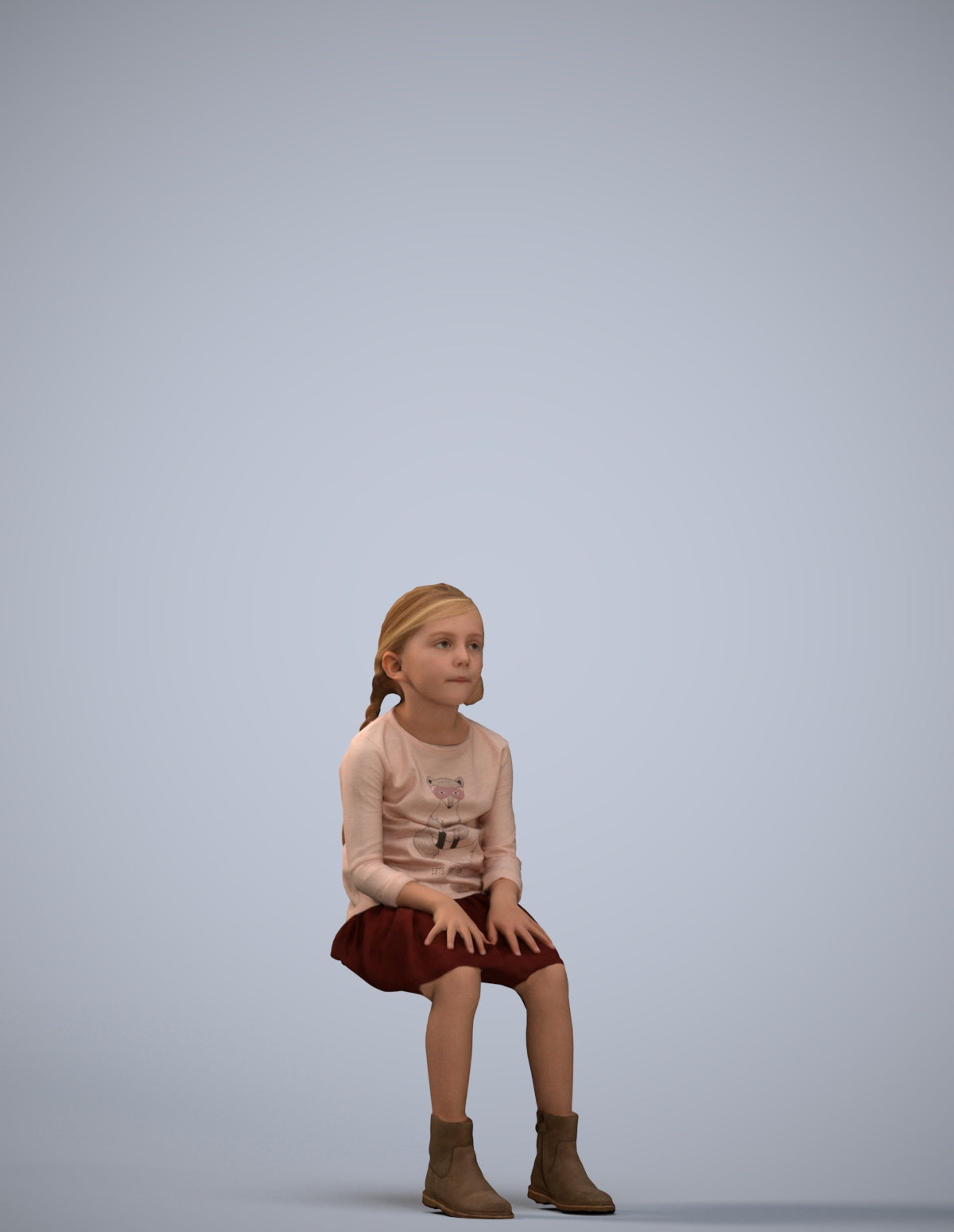 realistic 3D human girl casual kids, archviz people FBX OBJ for Blender