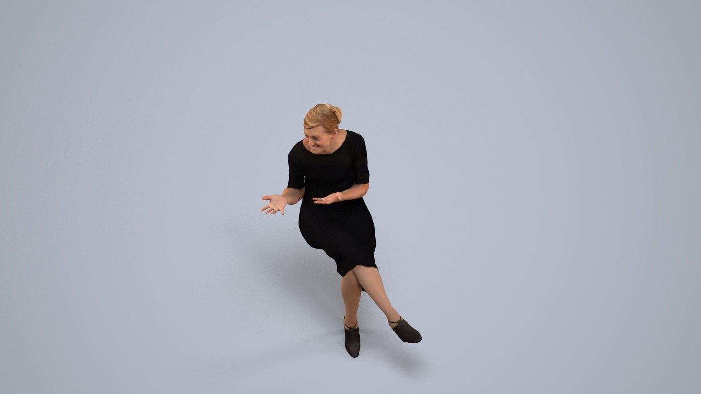 photogrammetry 3D woman business sitting, realistic human model archviz FBX, back view render