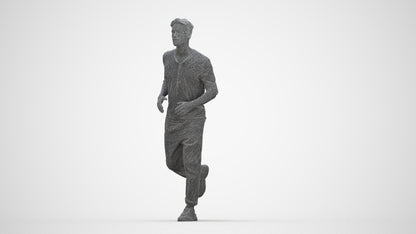 scanned 3D man casual sport, photogrammetry people for Enscape and V-Ray, wireframe back view