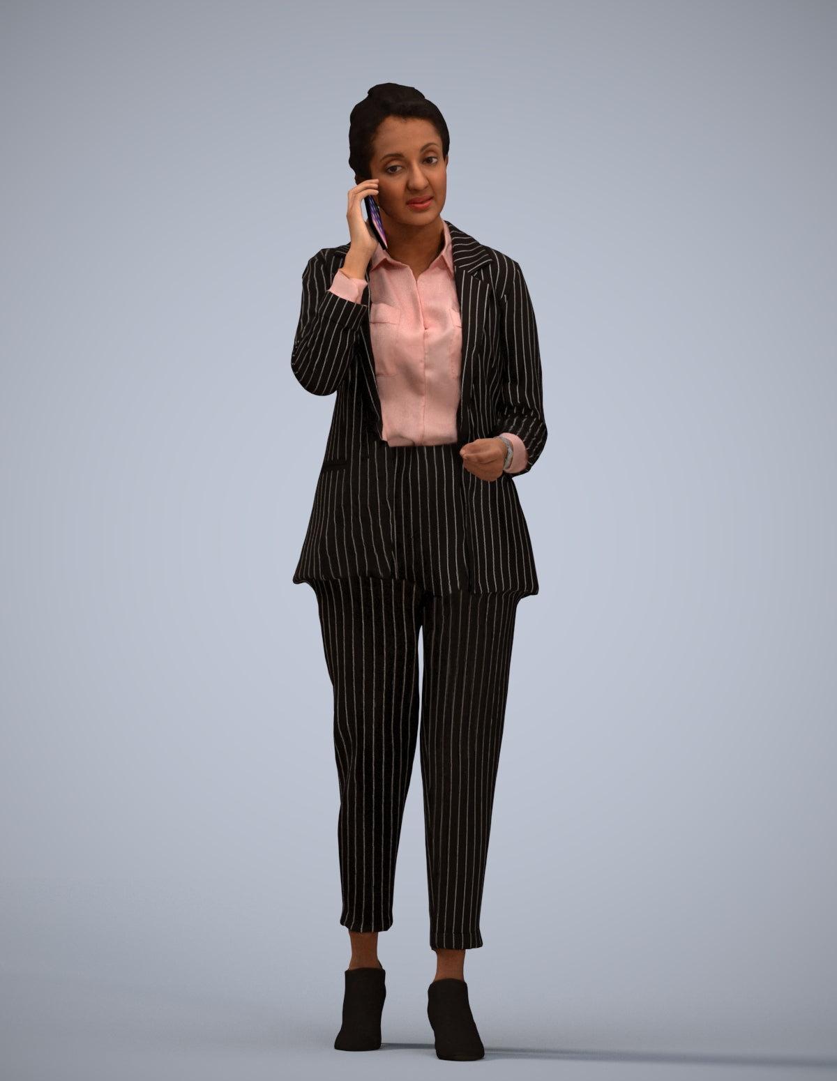 3D human model woman business, photogrammetry scanned person for archviz