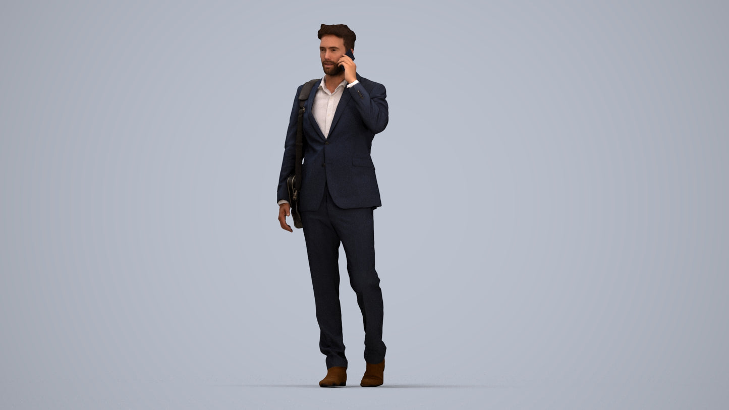 3D scanned man business, photorealistic archviz people for Enscape and SketchUp, top-down view render