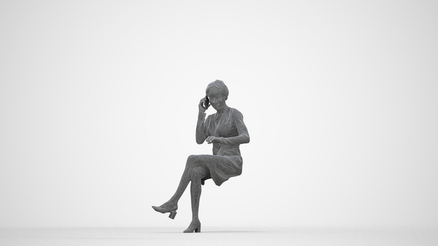 photogrammetry 3D woman casual business, realistic human model archviz FBX, wireframe back view