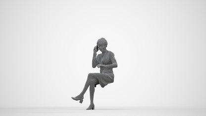 photogrammetry 3D woman casual business, realistic human model archviz FBX, wireframe back view