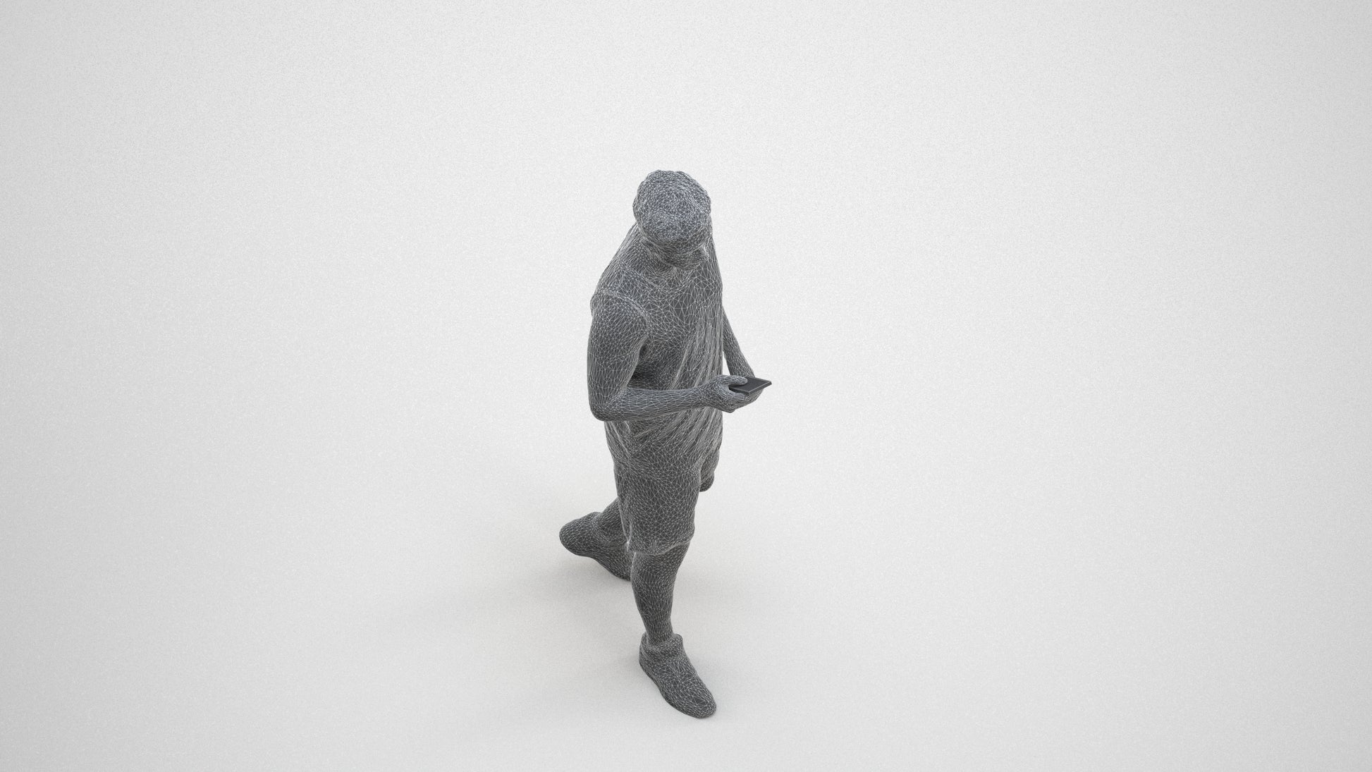 scanned 3D man sport, photogrammetry people for Enscape and V-Ray, wireframe three-quarter view