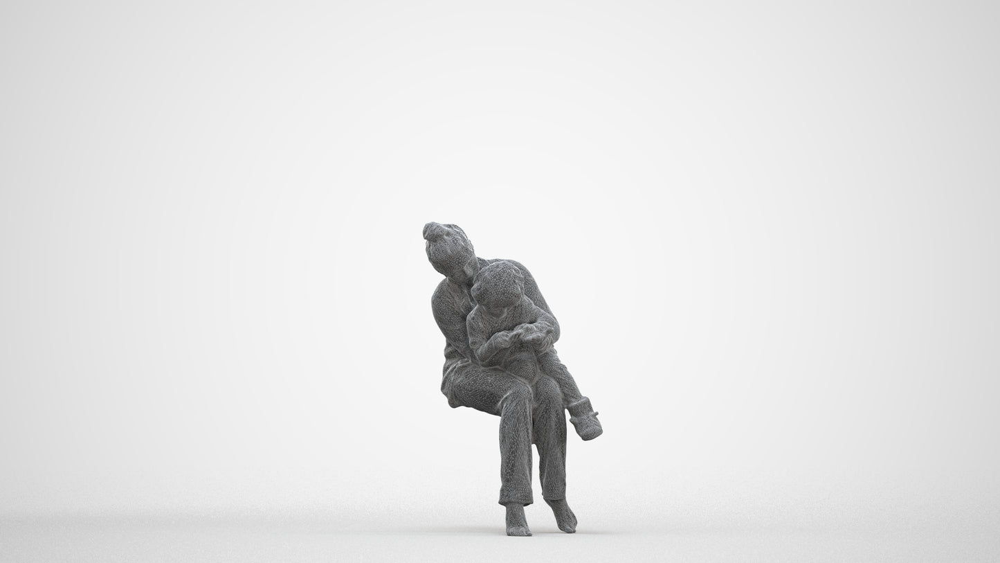 3D people model girl kids, scanned human for 3ds Max rendering, three-quarter front view render