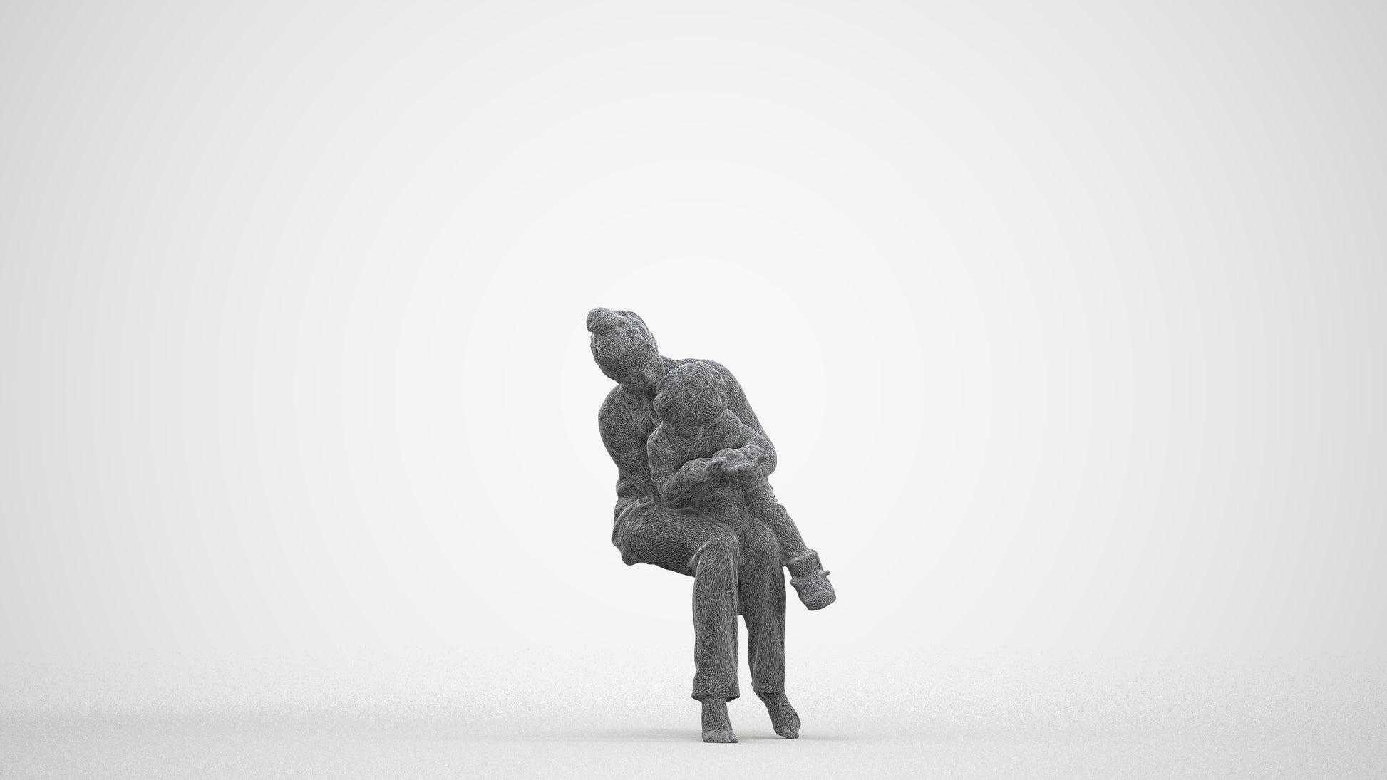 3D people model girl kids, scanned human for 3ds Max rendering, three-quarter front view render