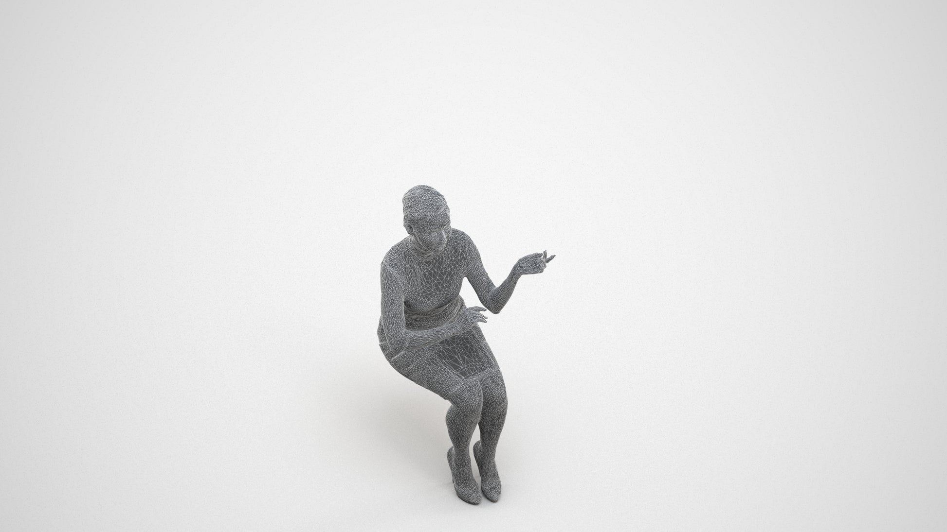 3D people model woman business, scanned human for 3ds Max rendering, wireframe three-quarter view