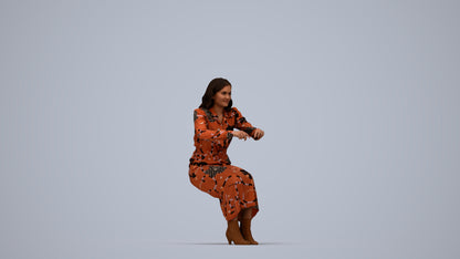 scanned 3D woman casual business, photogrammetry people for Enscape and V-Ray, top-down view render