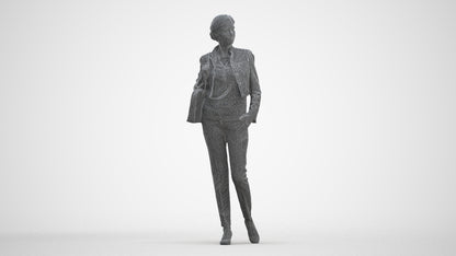 scanned 3D woman casual standing, photogrammetry people for Enscape and V-Ray, three-quarter front view render
