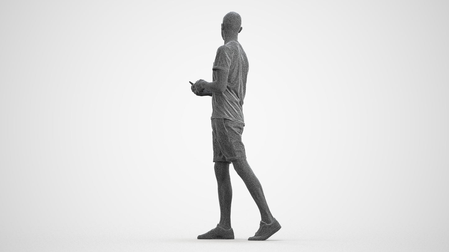 realistic 3D people man casual standing, render-ready for V-Ray and Corona, FBX OBJ, wireframe front view