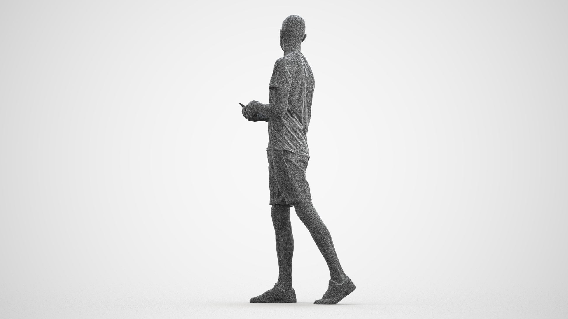realistic 3D people man casual standing, render-ready for V-Ray and Corona, FBX OBJ, wireframe front view