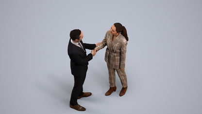 3D human model woman formal business, photogrammetry scanned person for archviz, back view render