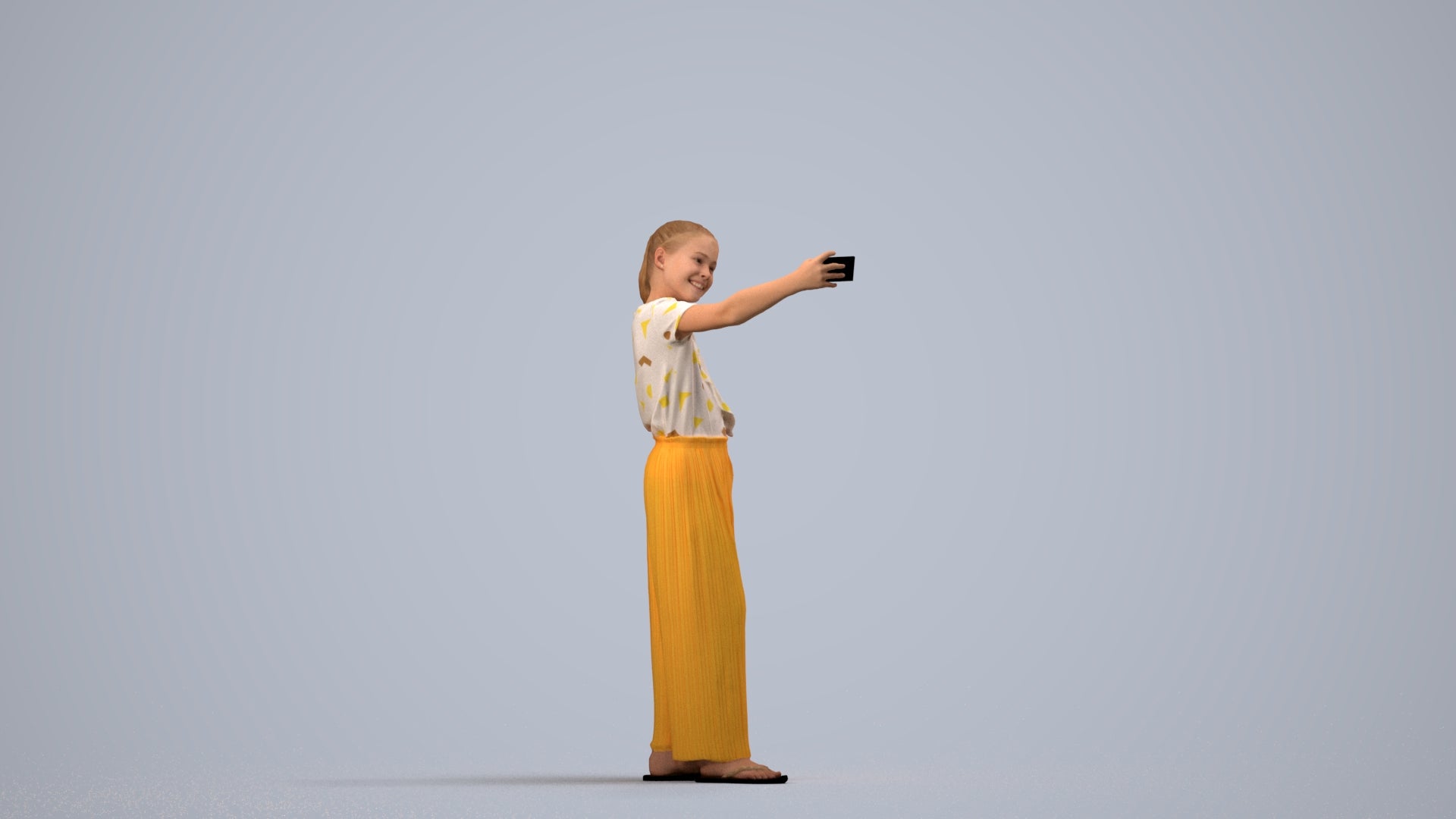 photogrammetry 3D girl casual kids, realistic human model archviz FBX, side view render