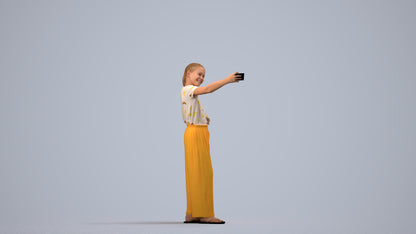 photogrammetry 3D girl casual kids, realistic human model archviz FBX, side view render