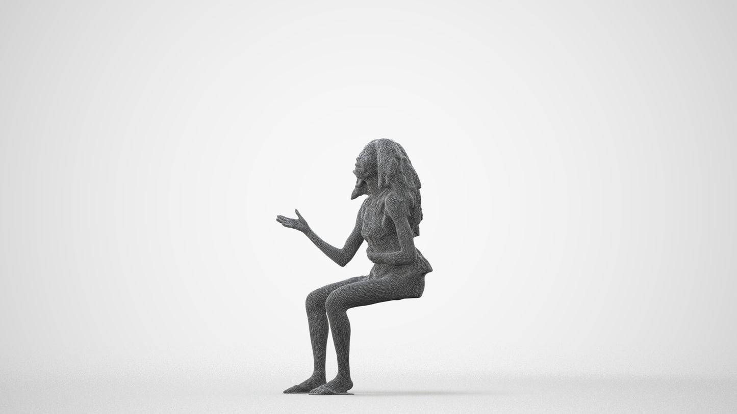 scanned 3D woman casual sitting, photogrammetry people for Enscape and V-Ray, square thumbnail