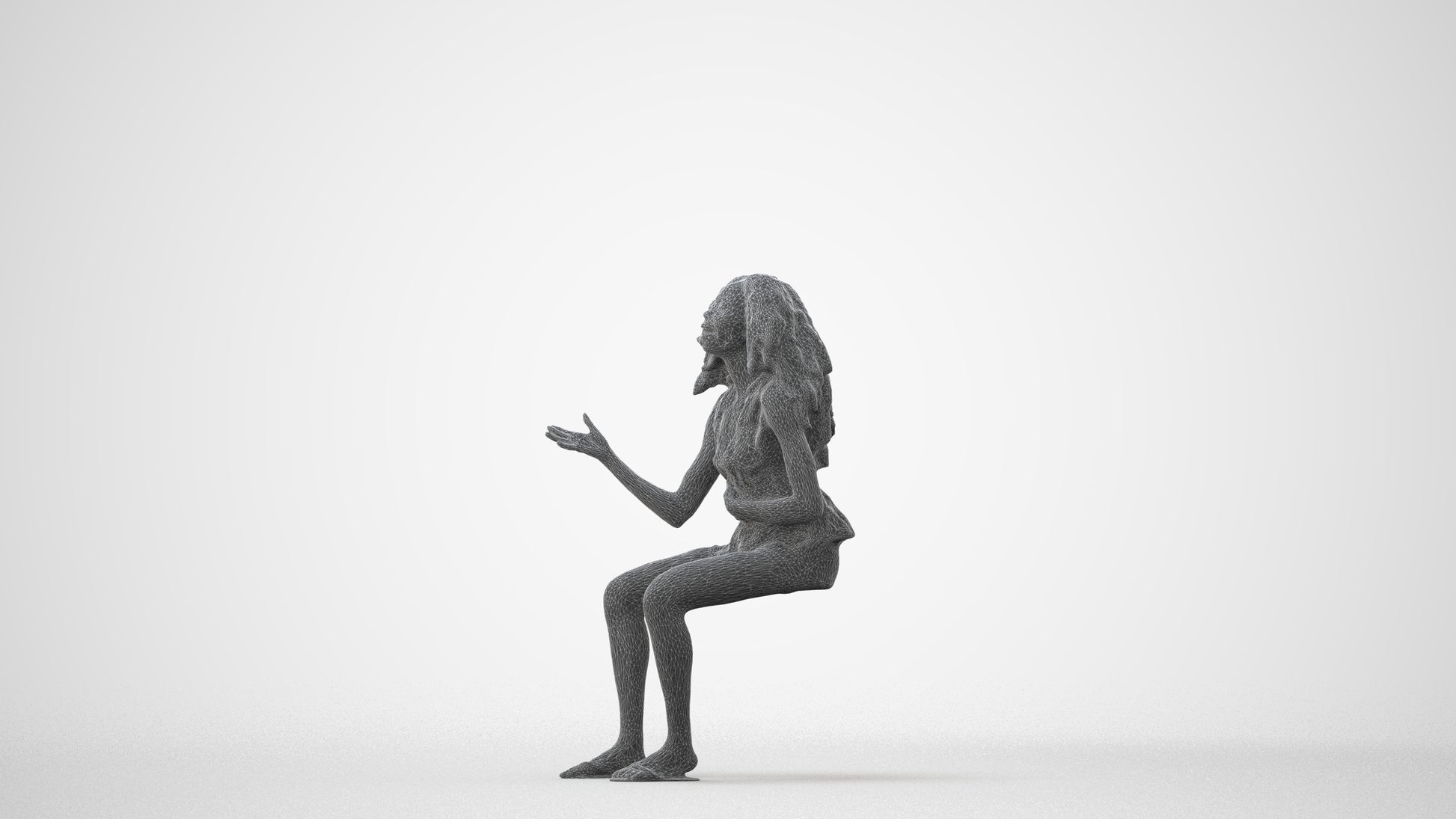 scanned 3D woman casual sitting, photogrammetry people for Enscape and V-Ray, square thumbnail