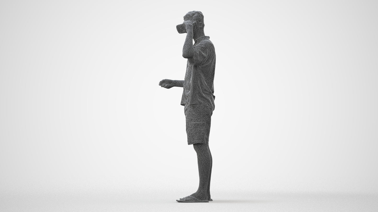 scanned 3D man casual standing, photogrammetry people for Enscape and V-Ray, square thumbnail