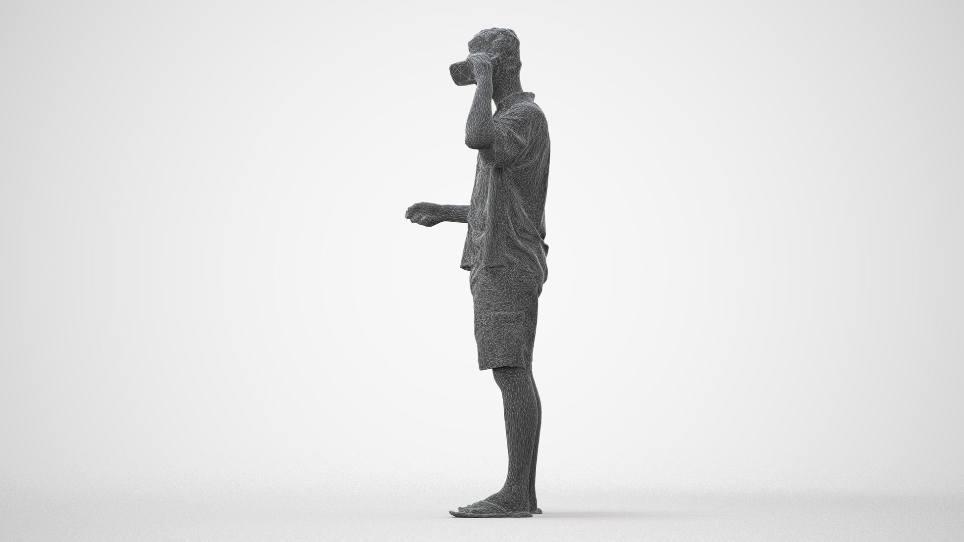 scanned 3D man casual standing, photogrammetry people for Enscape and V-Ray, square thumbnail