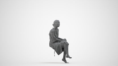 3D scanned woman bathroom, photorealistic archviz people for Enscape and SketchUp, wireframe side view