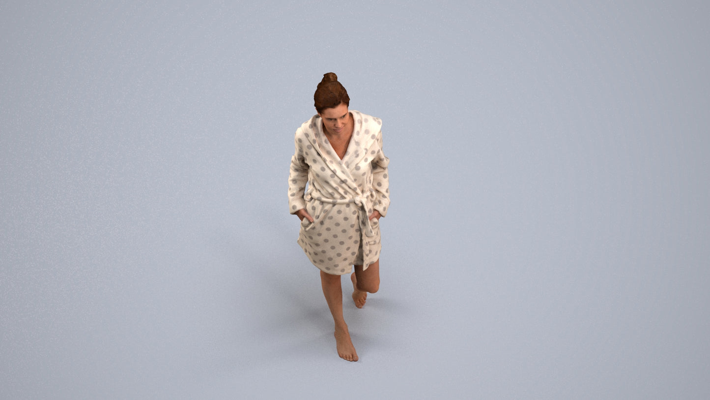 realistic 3D woman bathroom, scanned archviz people for Blender and 3ds Max, back view render