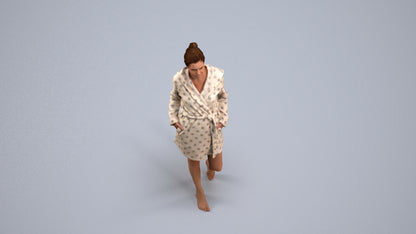 realistic 3D woman bathroom, scanned archviz people for Blender and 3ds Max, back view render