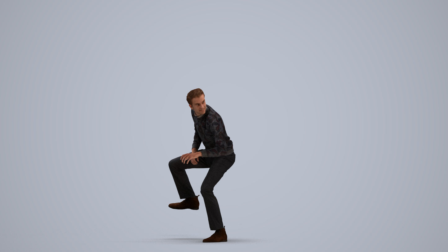3D scanned man driving casual, photorealistic archviz people for Enscape and SketchUp, standing pose render