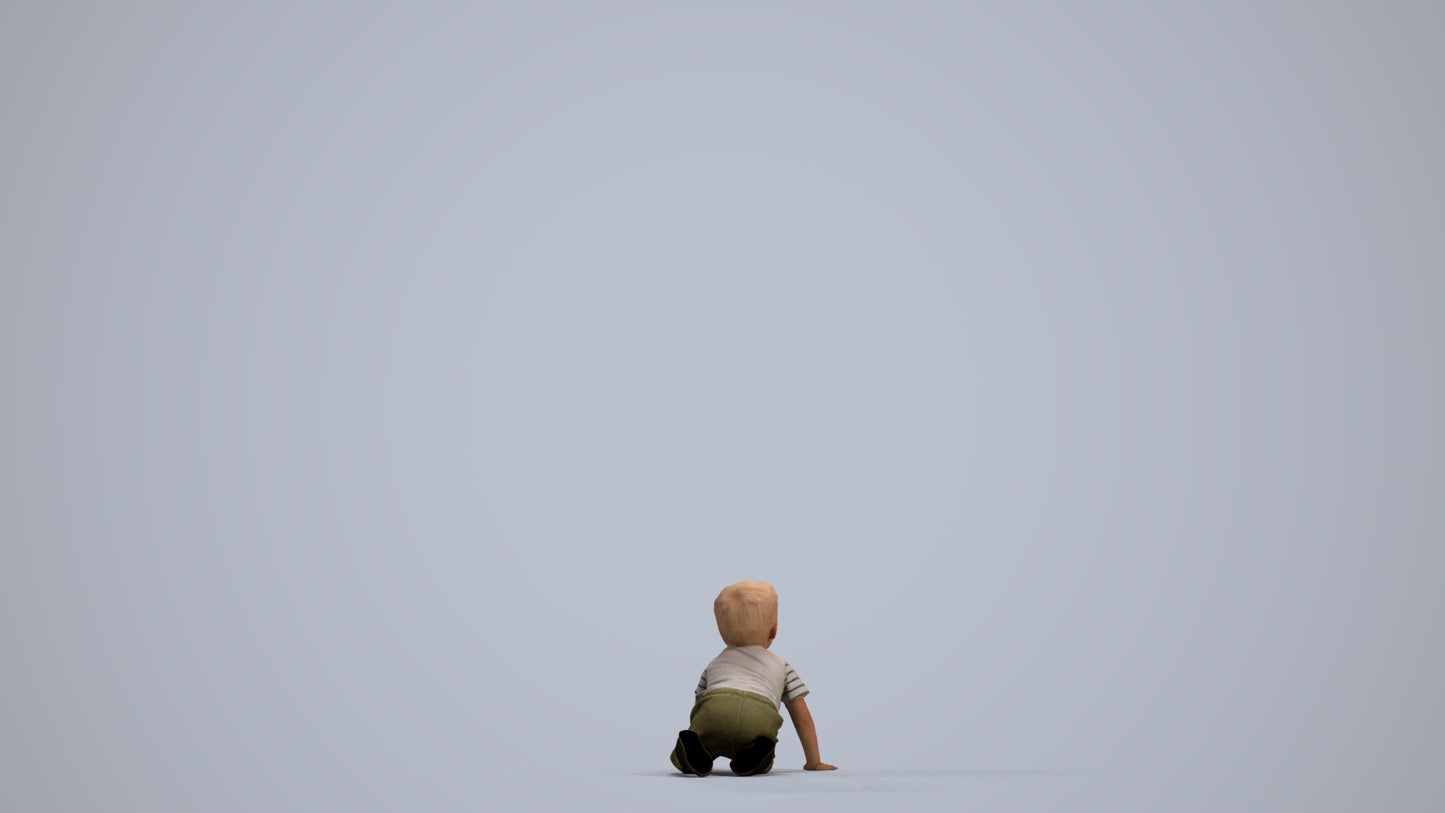 3D human model boy casual kids, photogrammetry scanned person for archviz, front view render