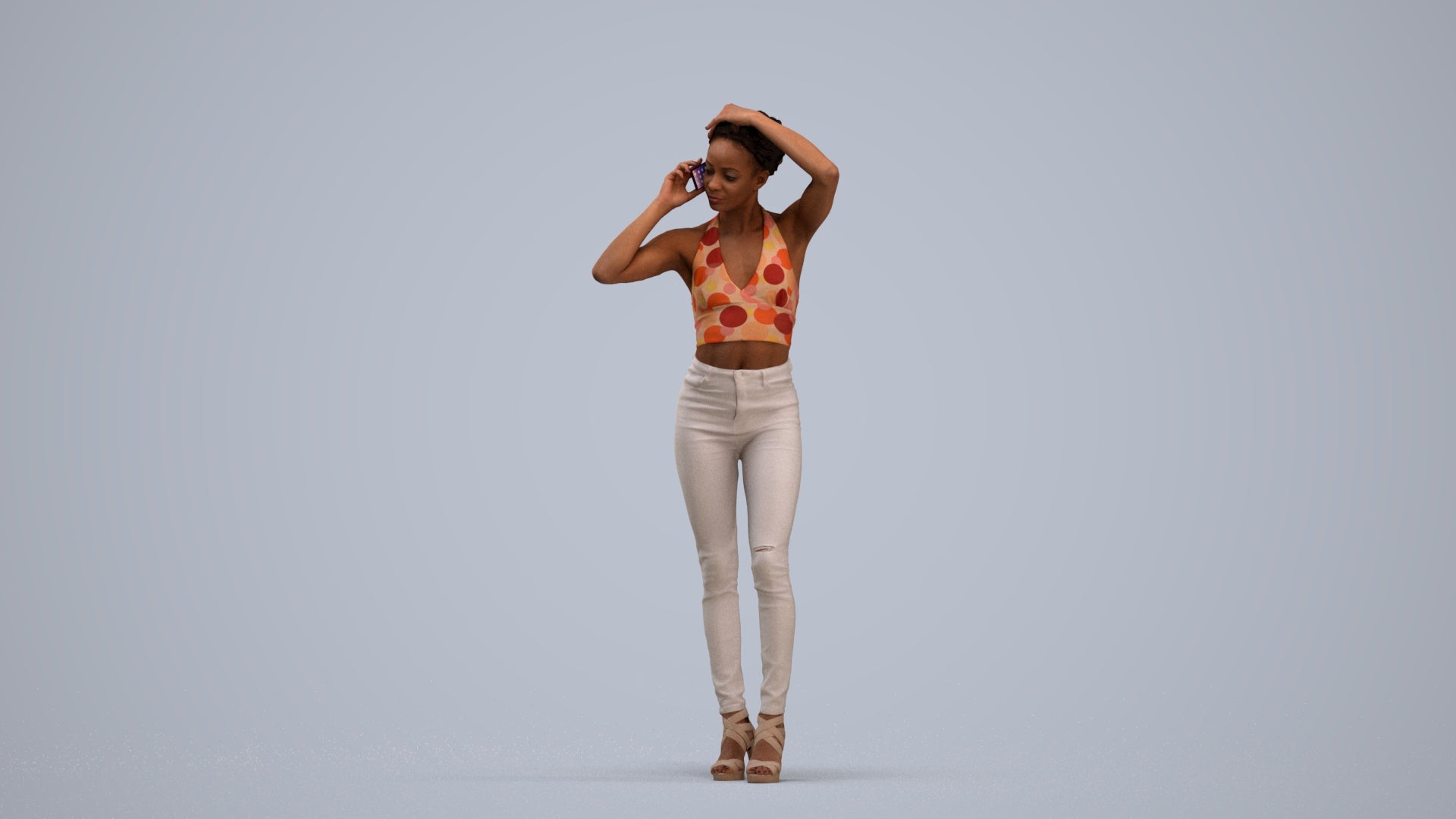 photogrammetry 3D woman casual standing, realistic human model archviz FBX, standing pose render