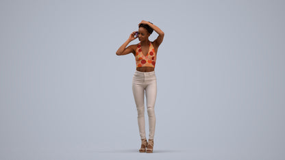photogrammetry 3D woman casual standing, realistic human model archviz FBX, standing pose render