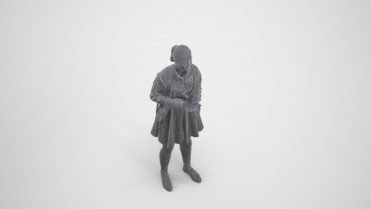 realistic 3D human girl kids, archviz people FBX OBJ for Blender, wireframe three-quarter view