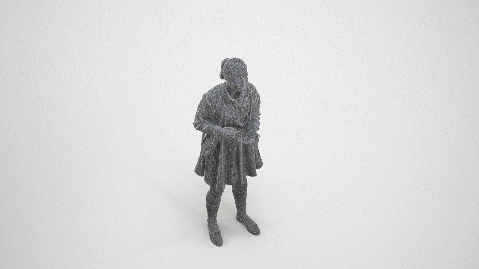 realistic 3D human girl kids, archviz people FBX OBJ for Blender, wireframe three-quarter view