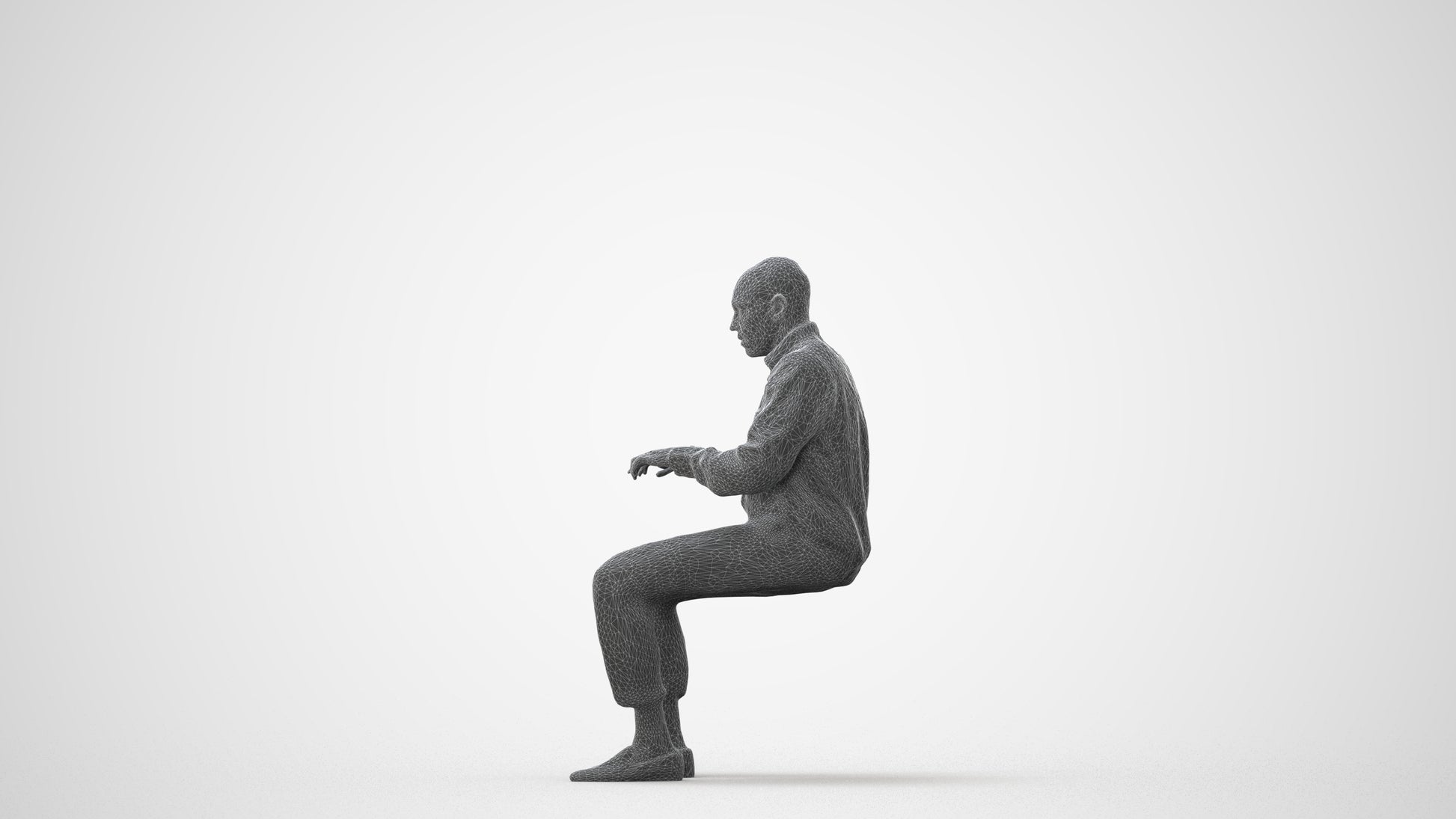 3D human model man business, photogrammetry scanned person for archviz, square thumbnail