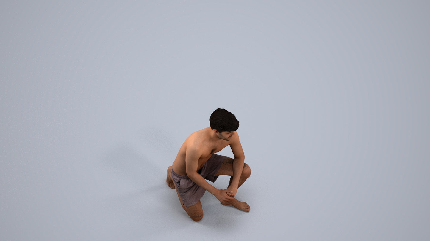 3D people model man pool, scanned human for 3ds Max rendering, back view render