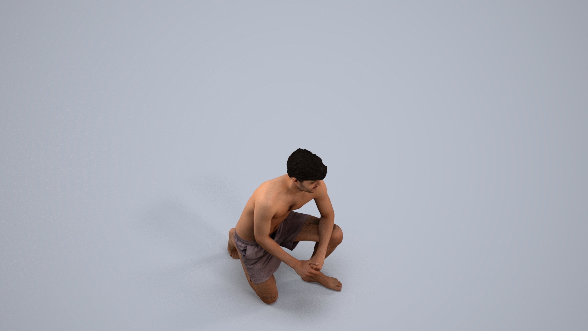 3D people model man pool, scanned human for 3ds Max rendering, back view render