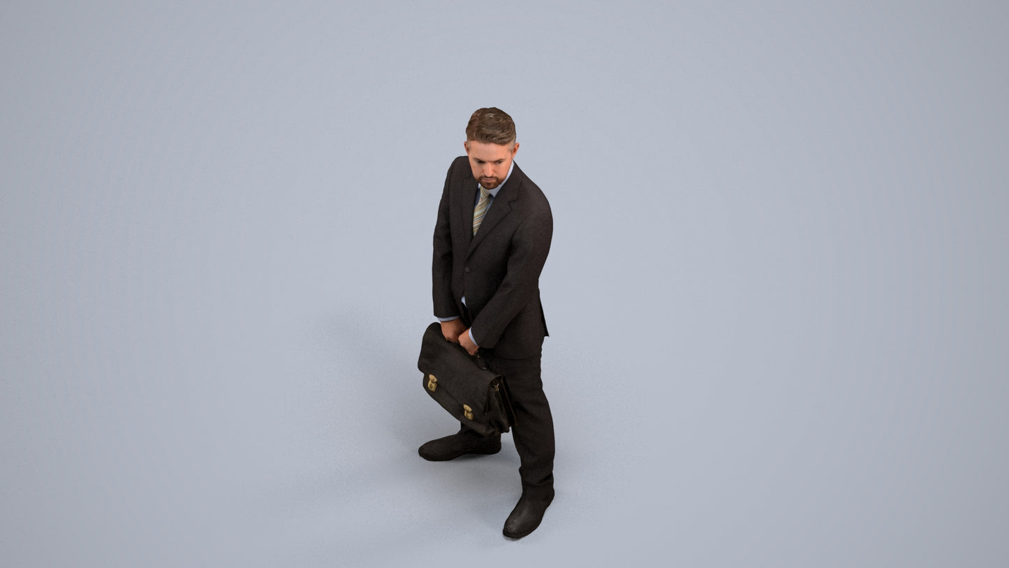 realistic 3D man business, scanned archviz people for Blender and 3ds Max, back view render