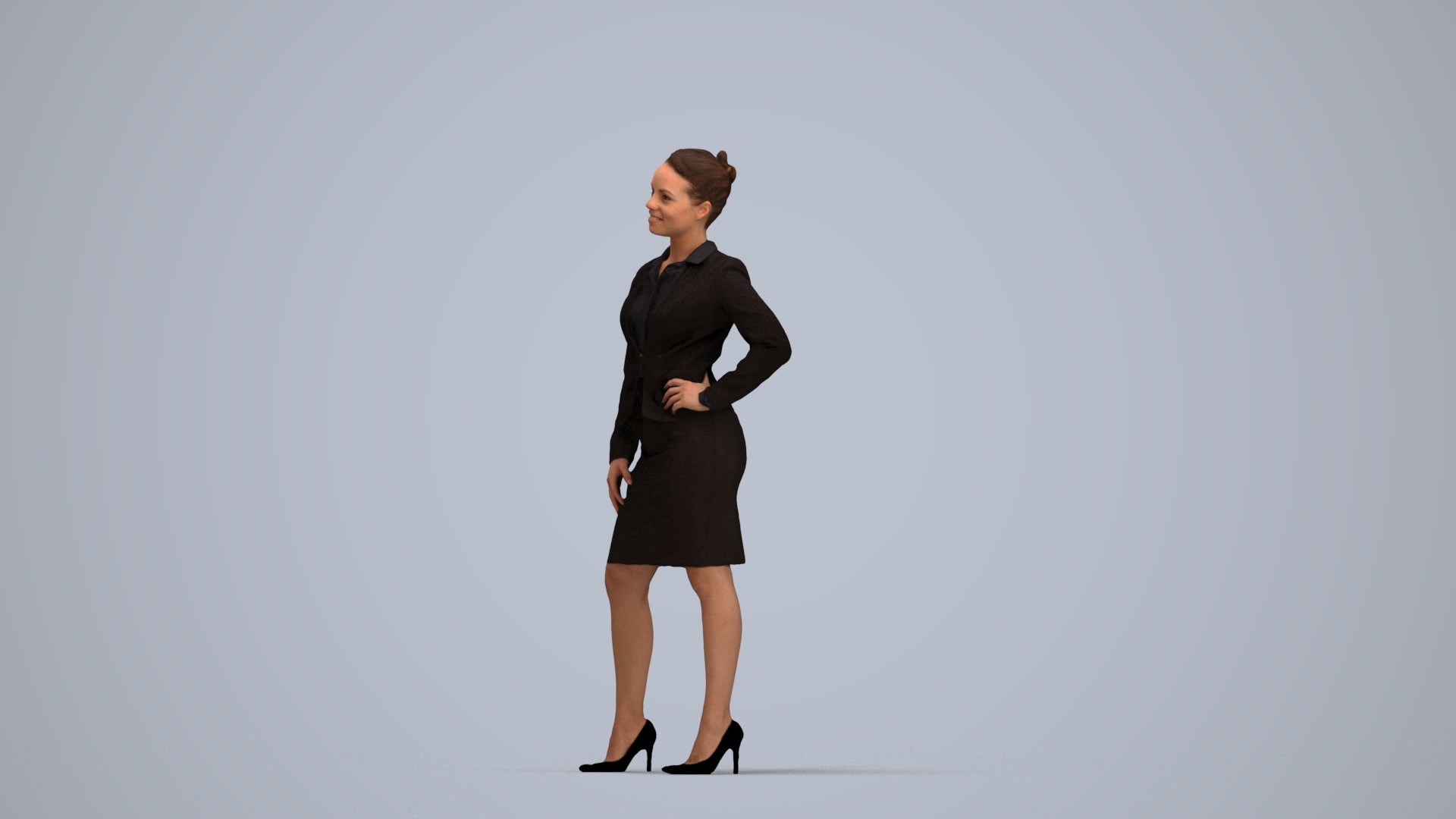 3D scanned woman business, photorealistic archviz people for Enscape and SketchUp, top-down view render