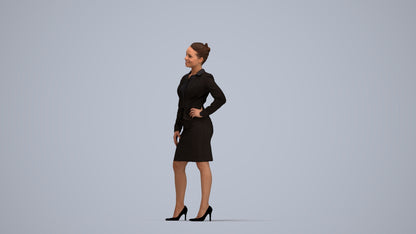 3D scanned woman business, photorealistic archviz people for Enscape and SketchUp, top-down view render