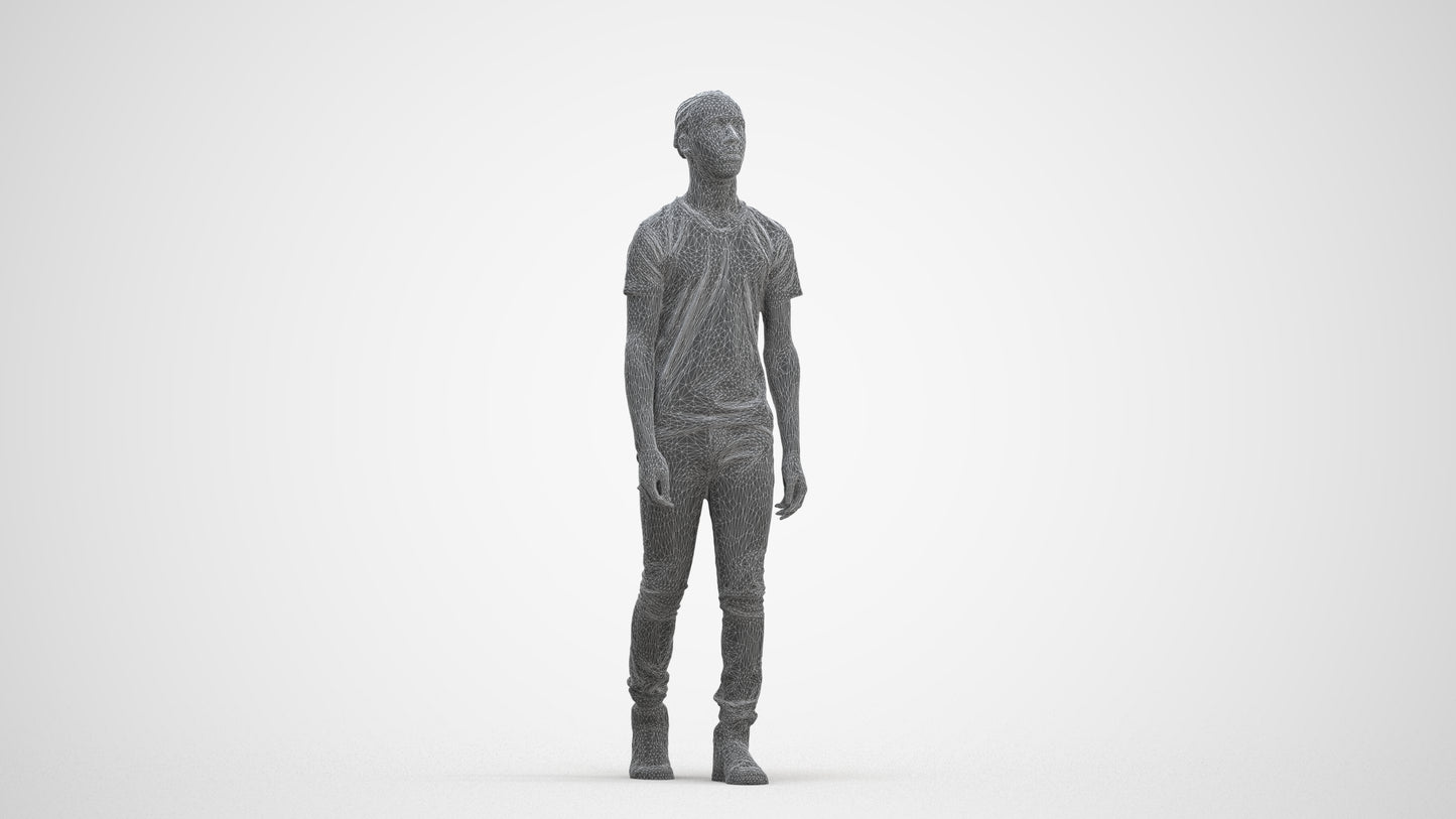 realistic 3D people boy casual kids, render-ready for V-Ray and Corona, FBX OBJ, three-quarter front view render