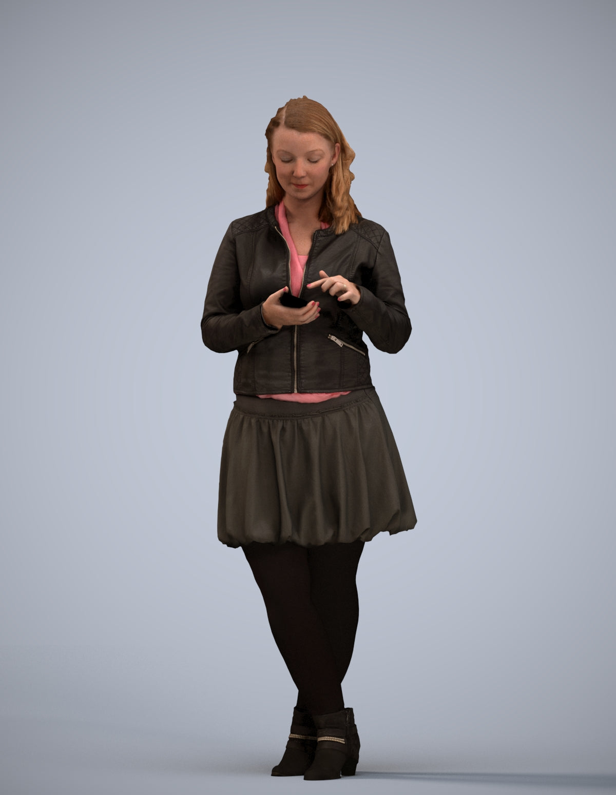 3D scanned woman standing casual, photorealistic archviz people for Enscape and SketchUp