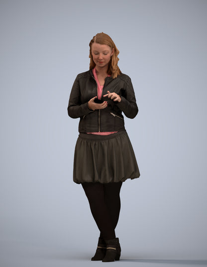 3D scanned woman standing casual, photorealistic archviz people for Enscape and SketchUp
