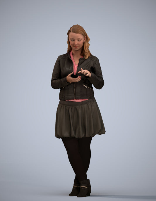 3D scanned woman standing casual, photorealistic archviz people for Enscape and SketchUp