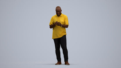 3D human model man casual standing, photogrammetry scanned person for archviz, standing pose render