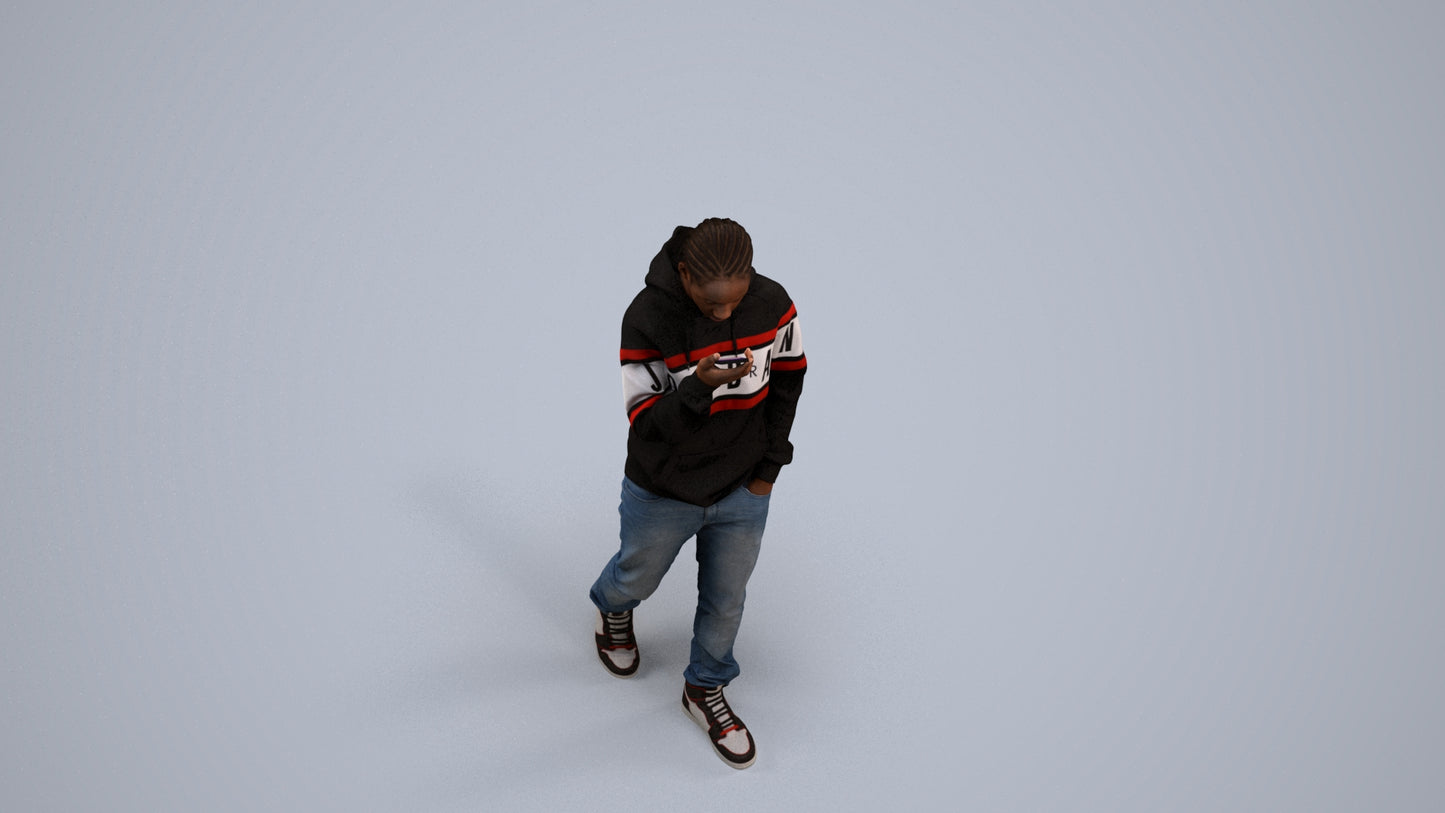 3D people model boy casual kids, scanned human for 3ds Max rendering, back view render