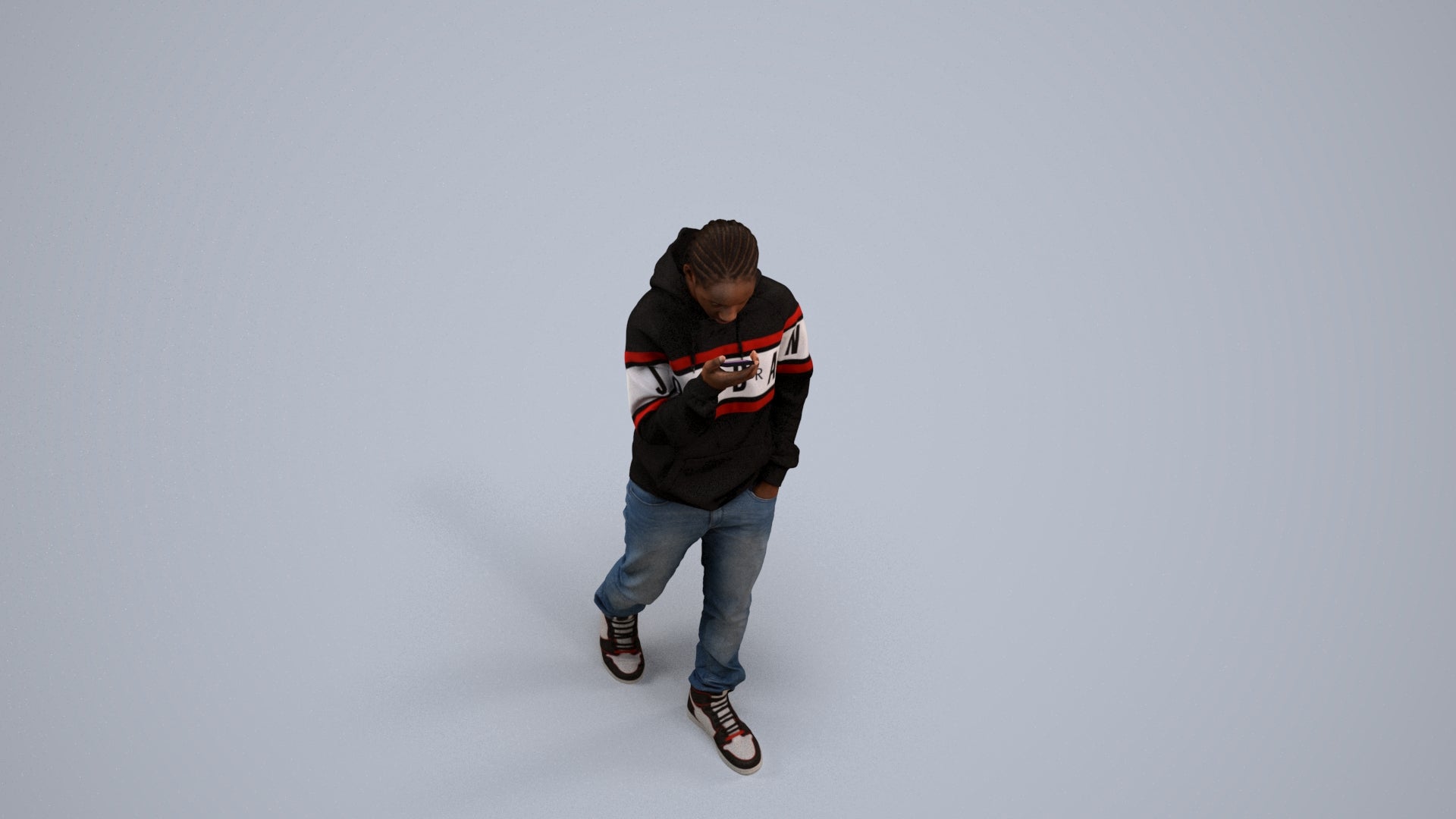 3D people model boy casual kids, scanned human for 3ds Max rendering, back view render