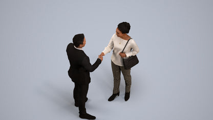 3D human model woman casual business, photogrammetry scanned person for archviz, back view render