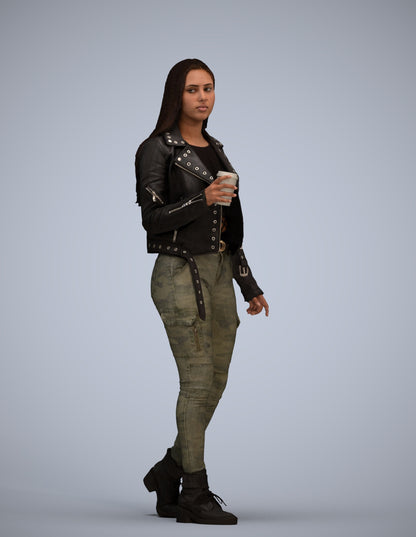 realistic 3D people woman casual walking, render-ready for V-Ray and Corona, FBX OBJ