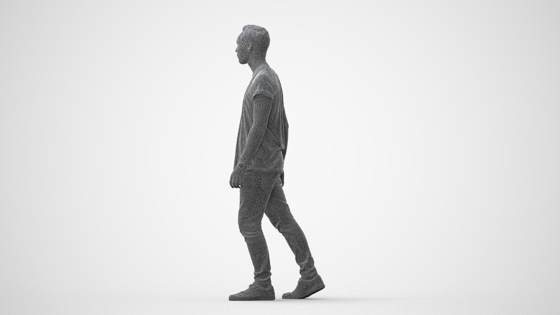 realistic 3D human man casual walking, archviz people FBX OBJ for Blender, square thumbnail